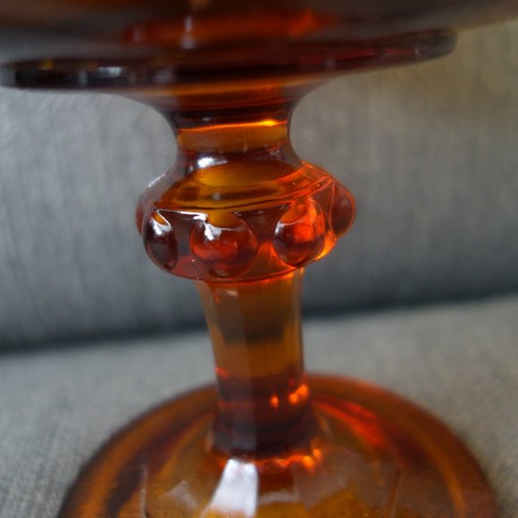 Vintage Amber Pedestal Glass Bowl - Picture 11 of 11